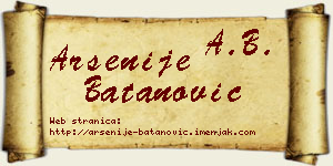 Arsenije Batanović vizit kartica